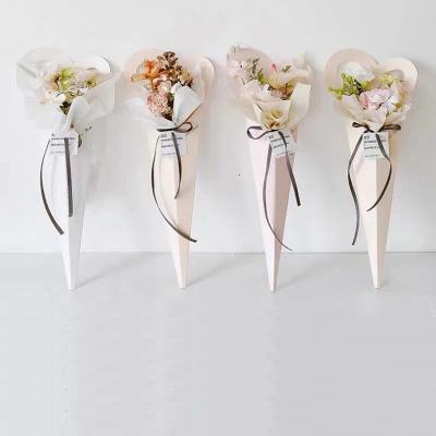 Florista Bowknot Caixa de presente de papel de embrulho de manga de flores para rosa única reciclável