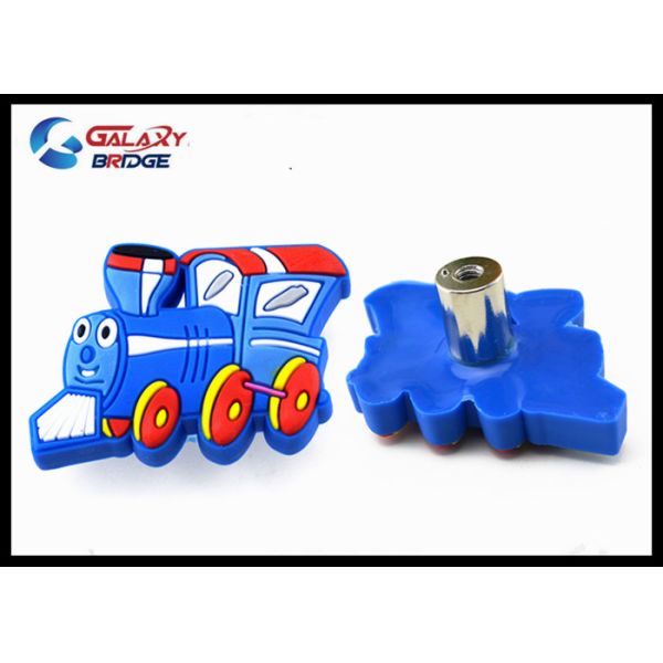 Blue Train Silicon Kids Bedroom Knobs / Soft Plastic Childrens Wardrobe Door Knobs