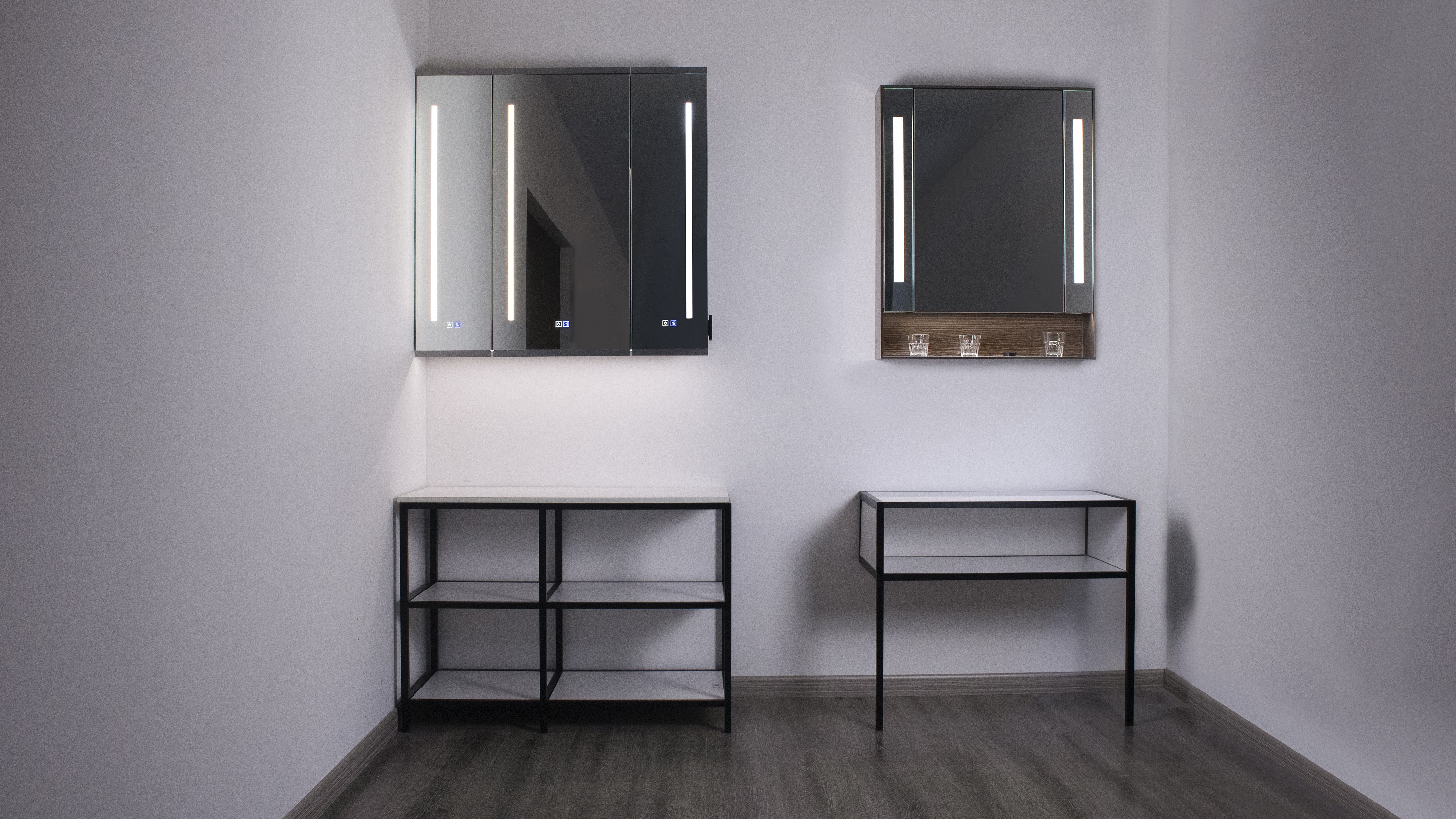 Wholesale Elegant Interior Medecine Cabinet Shower Large Lighted Mirror Bath Bathroom Smart LED Mirror Cabinet with Storage