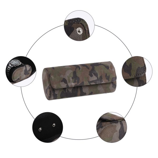 OEM PU Leather Watch Roll Handmade Pattern Display Storage Case Protective Customized