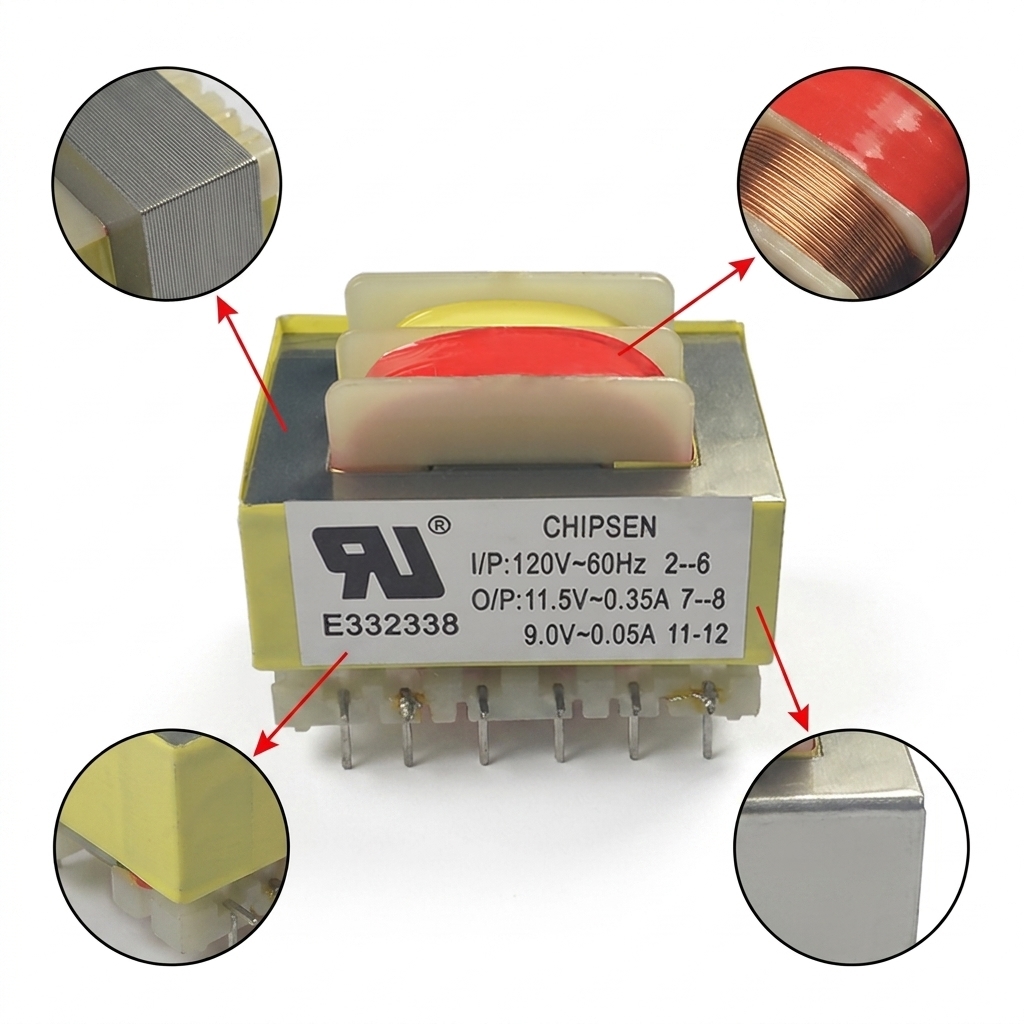 Custom EI33 Low Frequency PCB Mount Transformer Heavy Duty Pin Type Power