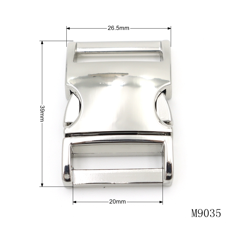 26.5 mm Metal Bag Lock Pet Collar Quick Release Buckle Silver