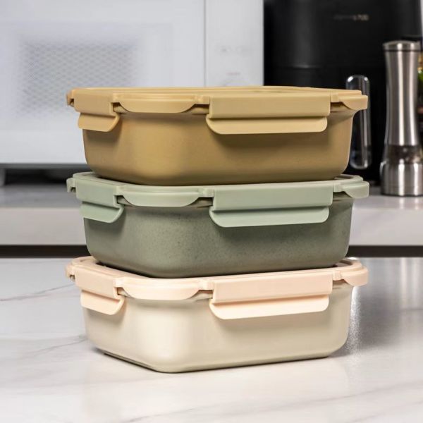 Stackable Ceramic Food Storage Containers with Tempered Glass Lids for Retailers