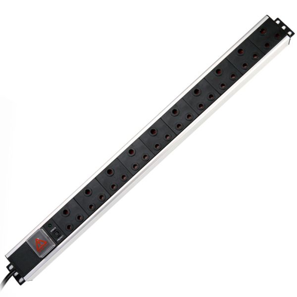 10 Way South Africa Type PDU Extension Socket With On/Off Switch, Overload Protector