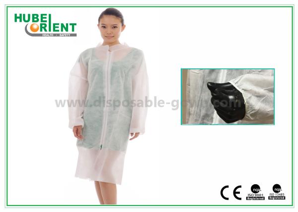 Unisexe MP / SMS / PP / Tyvek manteau de laboratoire à usage unique avec fermeture à fermeture à glissière