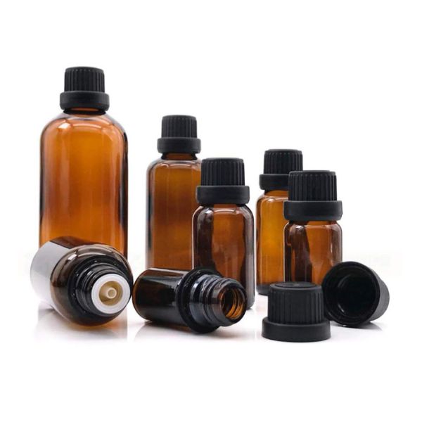Aromatherapy Essential Oil Glass Bottle Boston Round Shaped For Serum