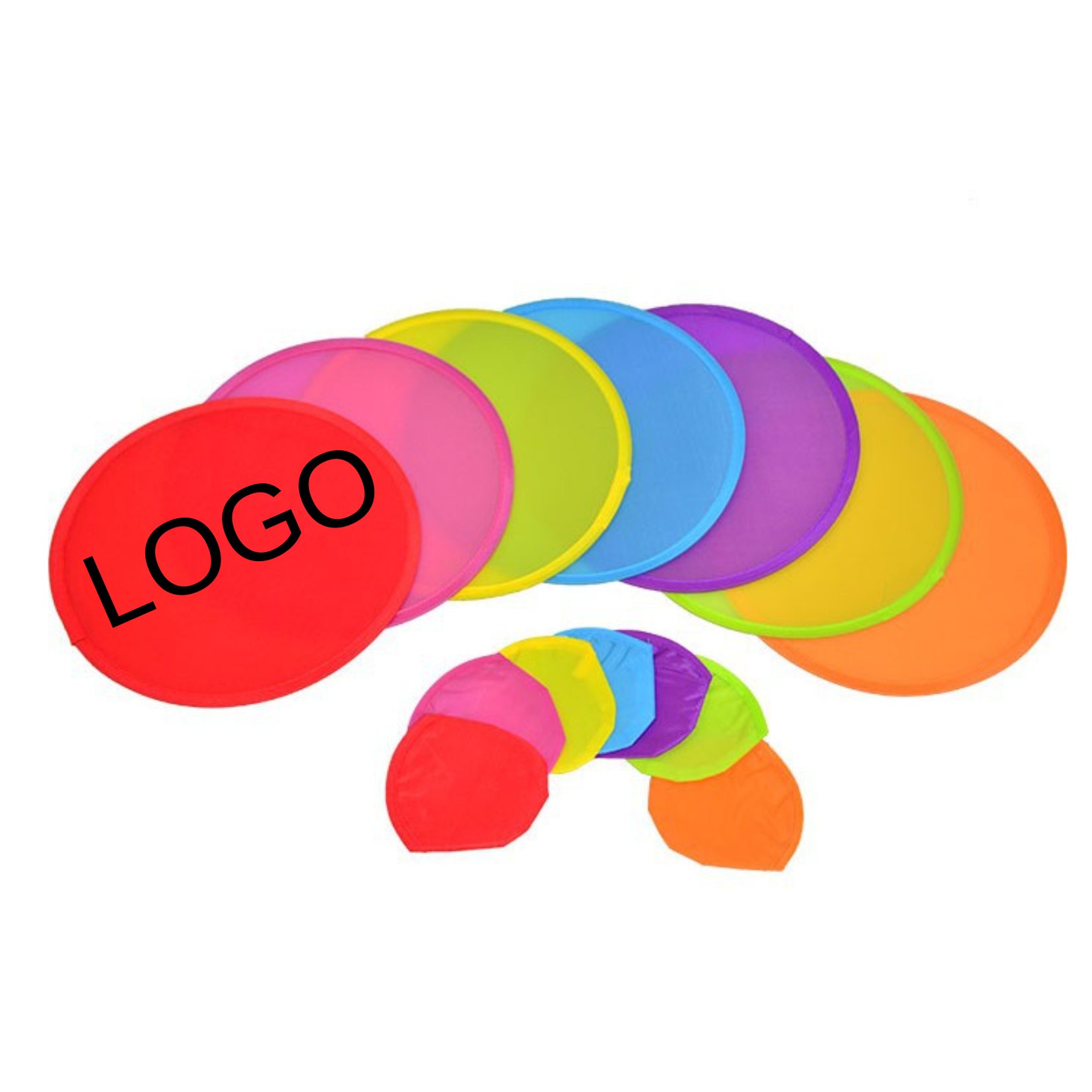 Nylon Cloth Folding Hand Fan, Round Foldable Flying Disc