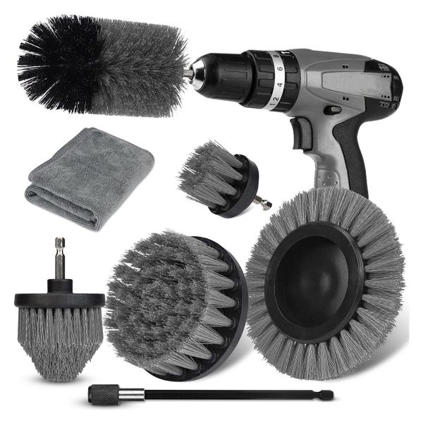 Grey Drill Brush Extension Scrubber Cordless 9PC Personalizado