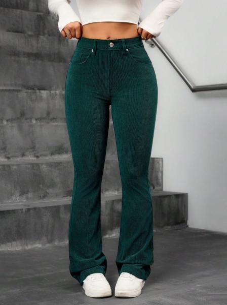 Dark green jeans corduroy stretch bell bottoms