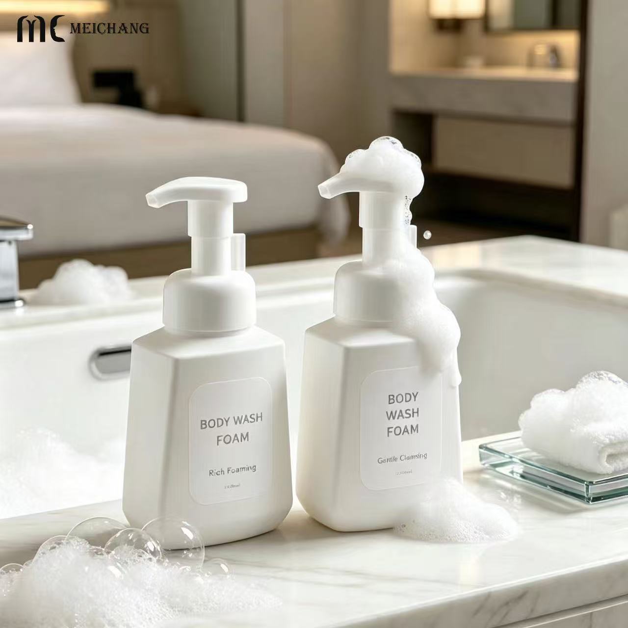 280ml PE Foaming Pump Bottle for Personal Care and Household Cleaning（MC-1807）