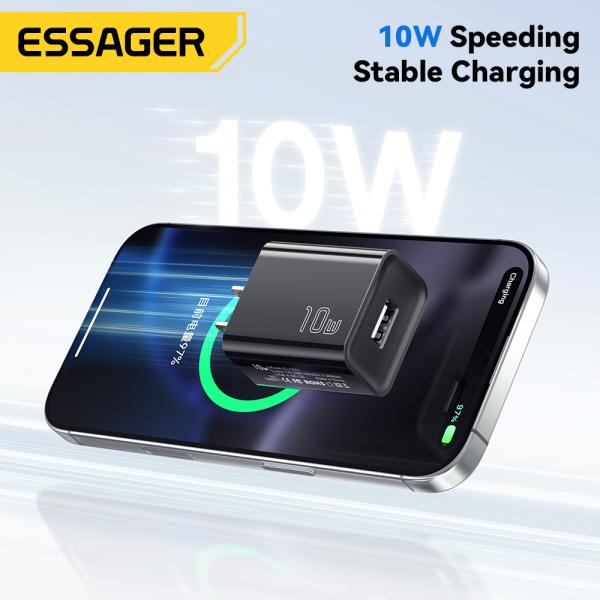 ESSAGER 10W USB A PD3.0 QC3.0 5V 2A Chargeur de téléphone murale Porte unique ES-CD51