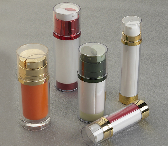 Espray cosmético privado de aire del verde de botellas de la cámara doble que llena 10ml de acrílico