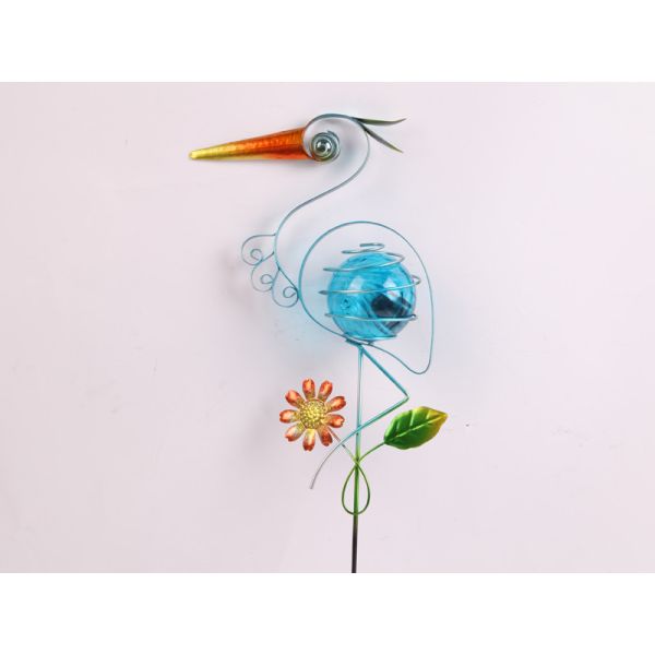 Metal Solar Garden Ornament With LED Outdoor Plug In Flamingos Cranes Peacocks