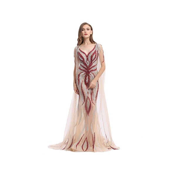 Nature Waistline Simple Vintage Long Evening Dresses For Ladies Europe Style