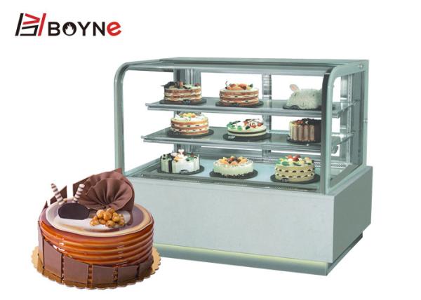Congelador do bolo de camada do estilo japonês três com base de mármore para a loja da padaria