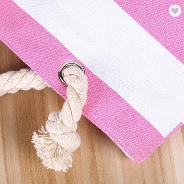 ODM Stripe Promotional Cotton Fabric Bag For Supermarket Shopping ODM Sturdy Canvas Plain Grocery Canvas Tote Bags Cotton Shoulder Bag