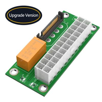 Adaptador duplo de PSU ATX 24Pin para 4Pin SATA Power Sync Starter Card Extension Cable ADD2PSU Riser
