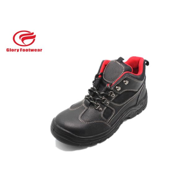 Red Soft Mesh Rubber Safety Shoes Steel Toe Anti Slip With Breathable Split Leather