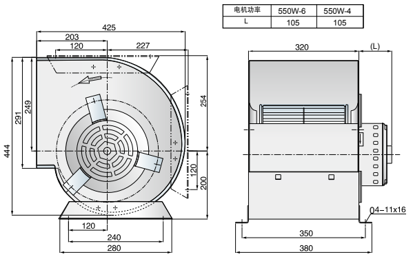 CCC HVAC Centrifugal Blower Fan Ydk550-6 , Centrifugal Exhaust Blower