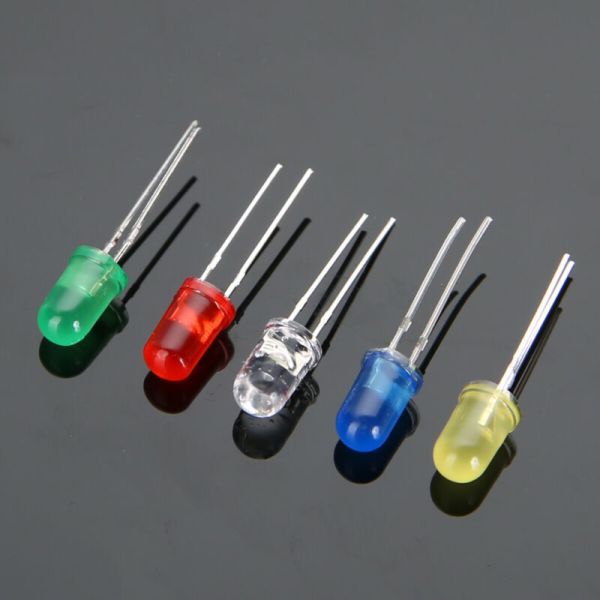 LED Light-Emitting Diode F5 Round-Tip Red Emitting Red Short Leads 5mm Green Emitting Green Long Leads with Flange F5 Through-Hole High-Brightness Lamp Bead