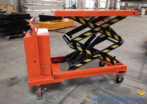 A parte superior da Longo-tabela da plataforma giratória Pé-operou a alimentação de DC móvel de tabelas de elevador 750kg 230mm semi elétrica