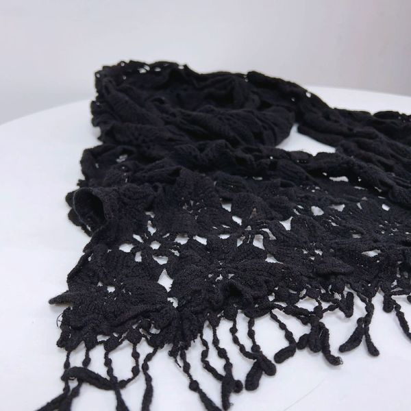 Y-F Spring and Autumn Neckwarm Scarf Soft Warm Lace Crochet Flower Long Knitted Thin Shawl Scarves