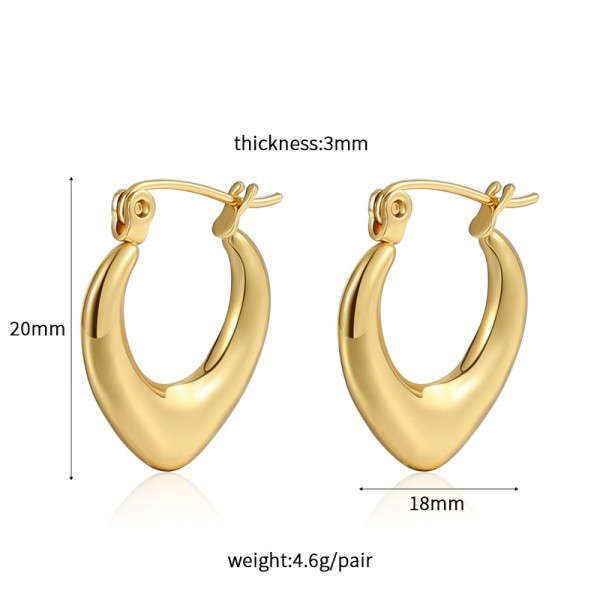 18K Vacuum Gold-Plated Fashion Stainless Steel Round Earring Female Geometric Earrings