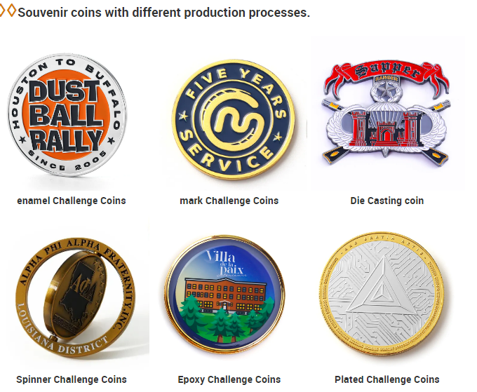 Zinc Alloy Gold Silver Commemorative Challenge Coins Enamel Souvenir 2d 3d Brass Coin