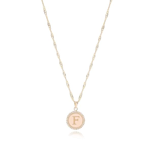 18K Gold ‘F’ Pendant Necklac