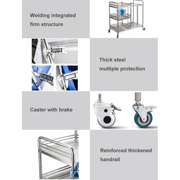 Вагонетка 3 СС полки медицинская, нержавеющая сталь вагонетки больницы Линен