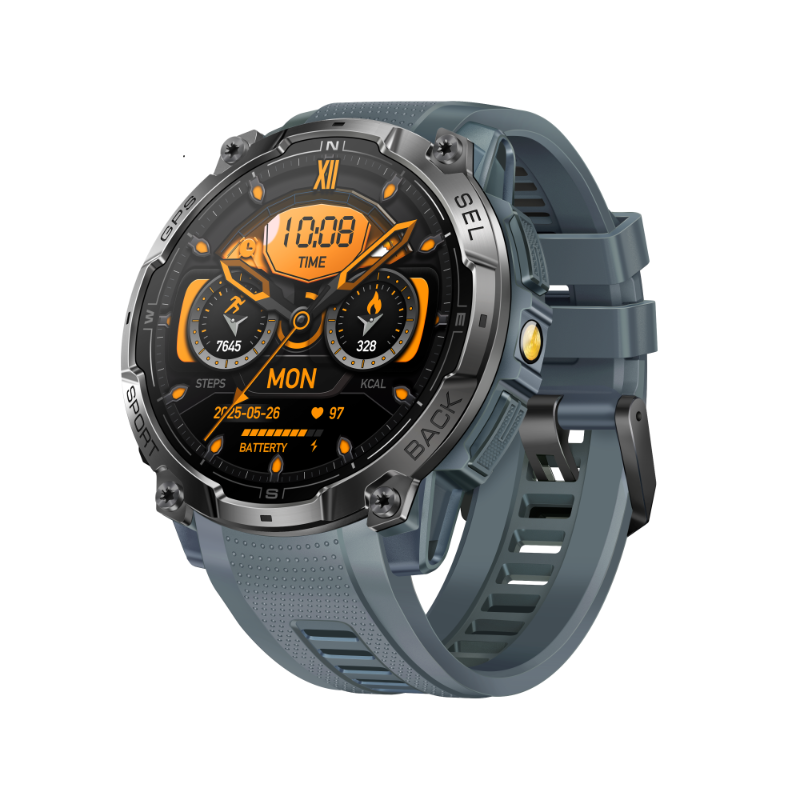 New K76A Android Smart Watch GPS Amoled Display Chip ATS3085L 3ATM Waterproof BT Call Message Push Compass LED Flashlight SDK