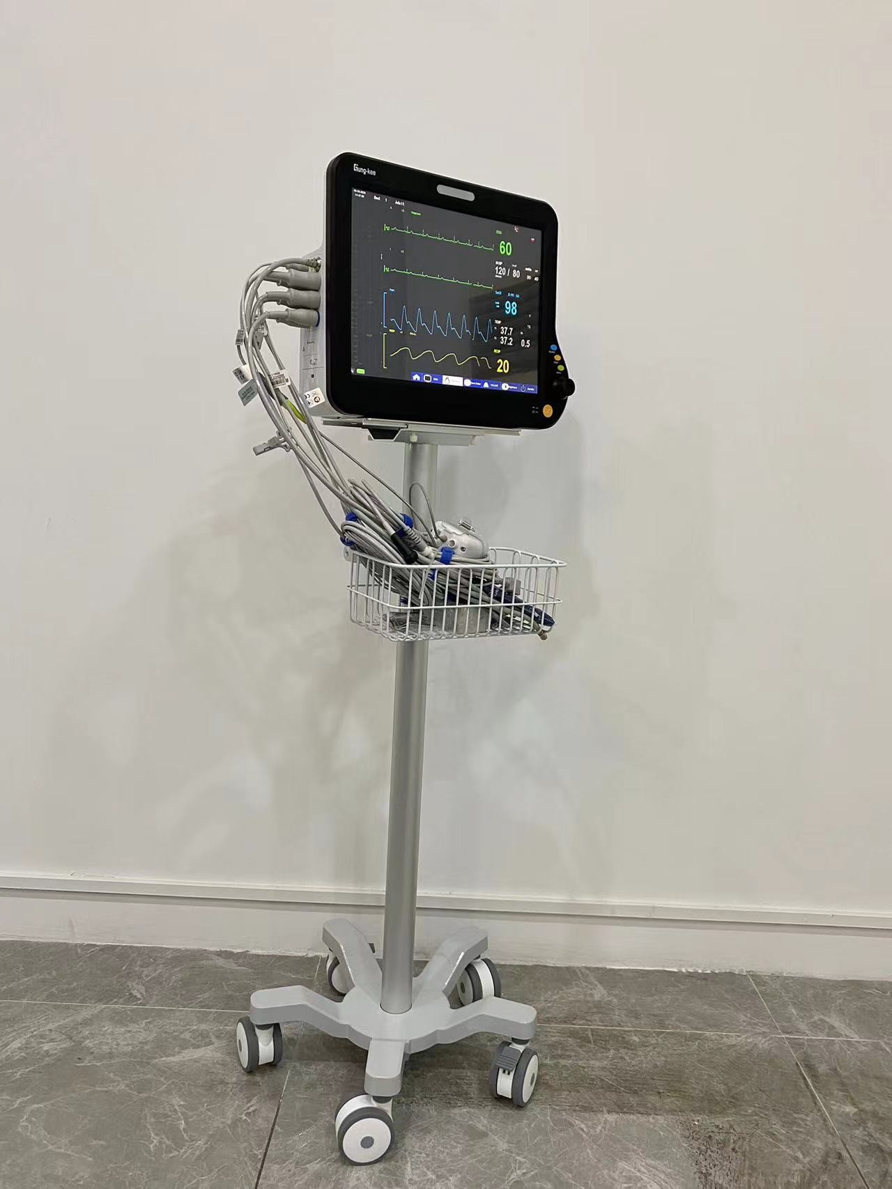 8-язычный портативный пациентский монитор 15-дюймовый TFT LCD экран ICU Кардиологический монитор