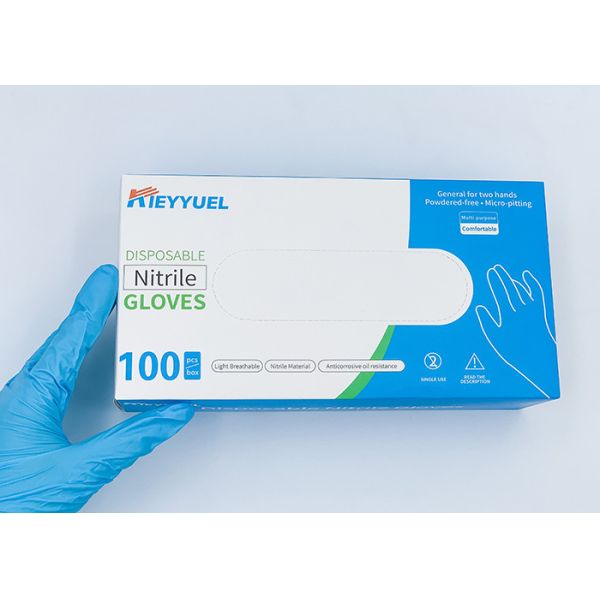 Перчатки нитрила свободного от Порошк материального голубого цвета устранимые/длина: ± 10mm 9in 240mm