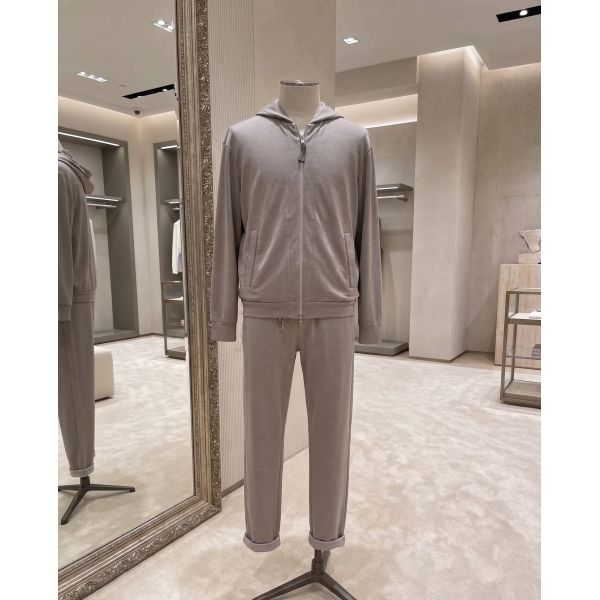Luxury Men's Tracksuit Set Custom Logo Zip up Hoodie and Jogger 2 Piece Set High Quality Quiet Luxury Men's Tracksuit