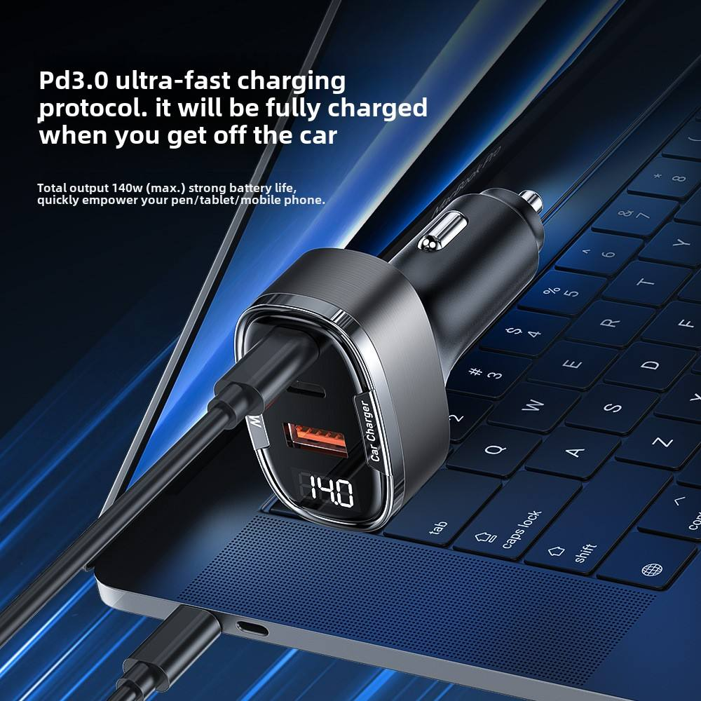 Smart Fast Charging Car Charger PD 45W With Type C Port Digital Display