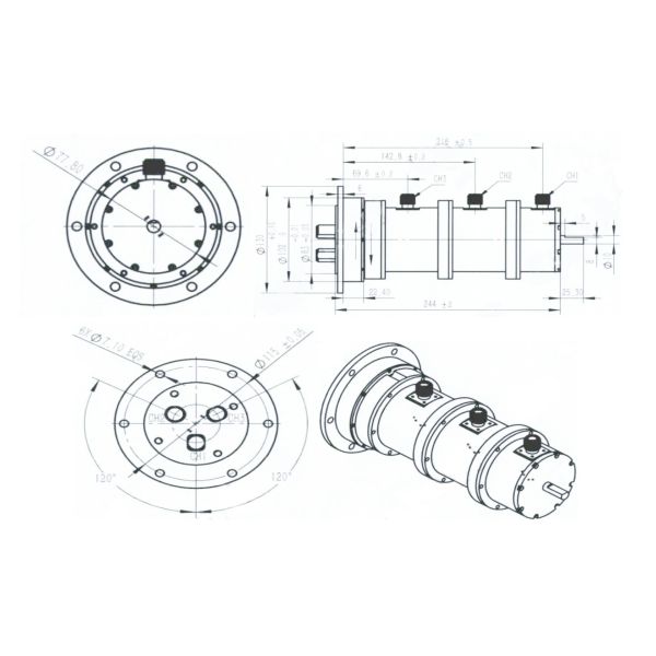 3 тело сплава алюминия радиочастоты каналов коаксиальных роторных совместных 24rpm