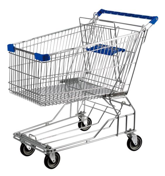 Heavy Duty 4 Wheel Metal Wire Shopping Trolley For Supermarket Zinc Plating 150L
