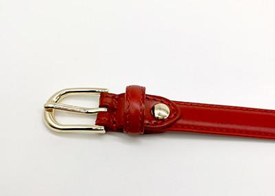 20mm Curved Womens Genuine Leather Belt With Stitching Pin Buckle