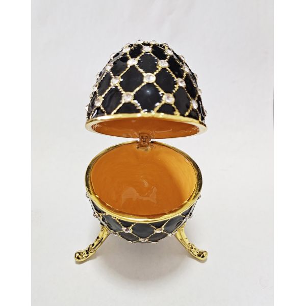Luxury Faberge Easter Egg Decorative Earring Ring Trinket Holder Box Hand Painted Faberge Egg Style Hinged Jewelry