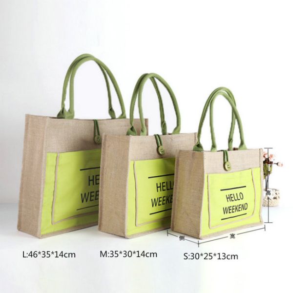 Eco - Friendly Jute Shopping Bags Large Capacity With Sturdy Shoulder Straps