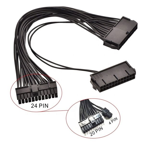 PSU 24 PIN Female to Dual 20 4 24 PIN Male ATX Mining Motherboard Extension Cable