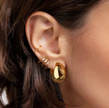 Модные модные серьги с толстой полой крючкой 18K позолоченные