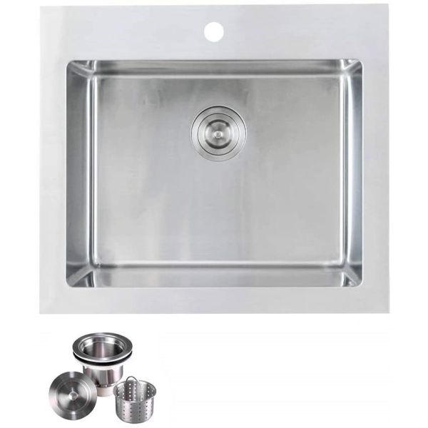25 X 22 10 Inch Deep Stainless Steel Kitchen Sink Topmount