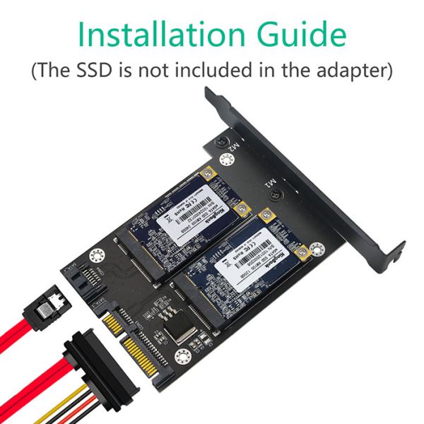 Двойной SSD MSATA, который нужно удвоить конвертер SATA3 с полным кронштейном профиля высоты