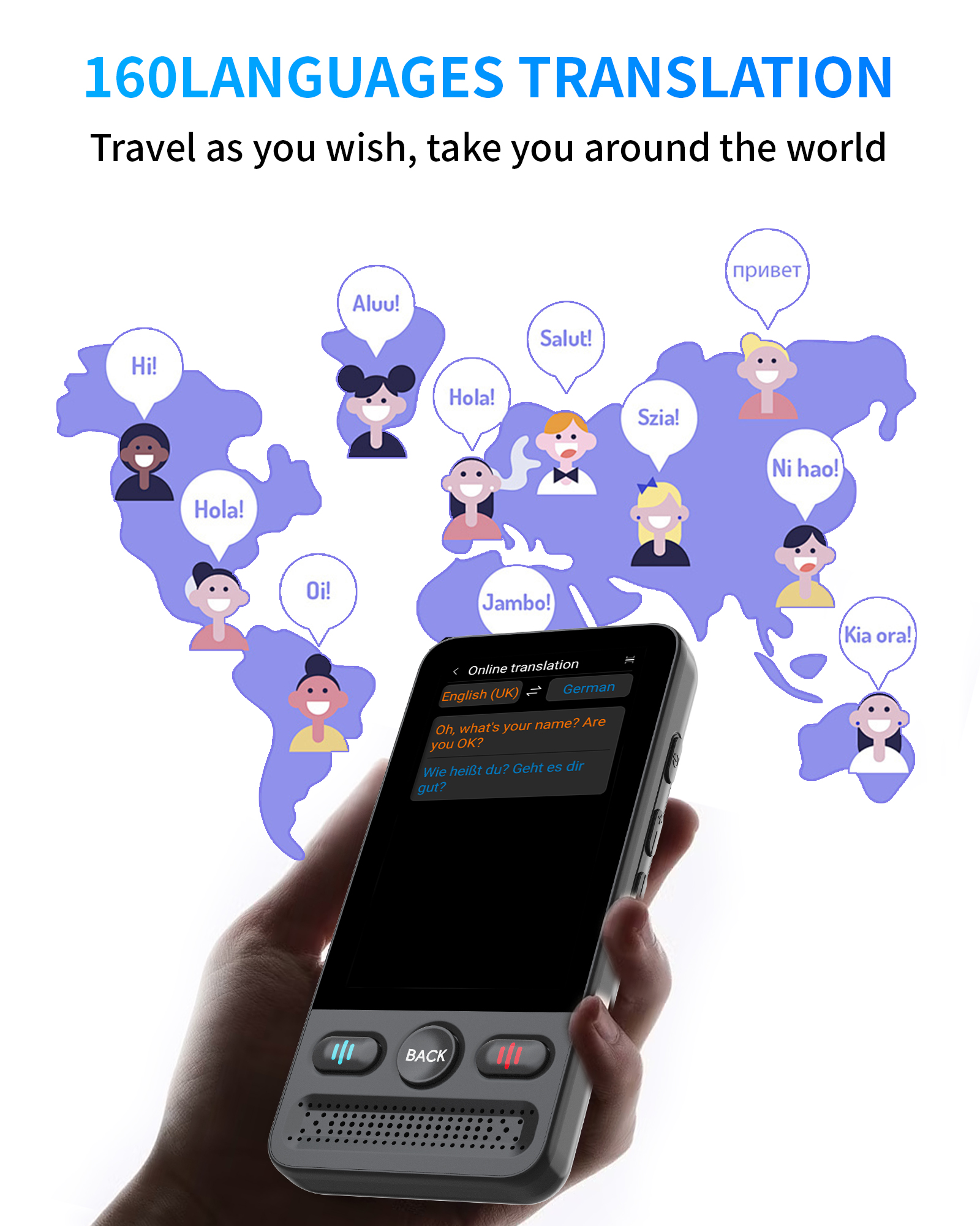 160 Languages DeepSeek AI Mini Translator Device Vietnamese Laotian Russian English Spanish