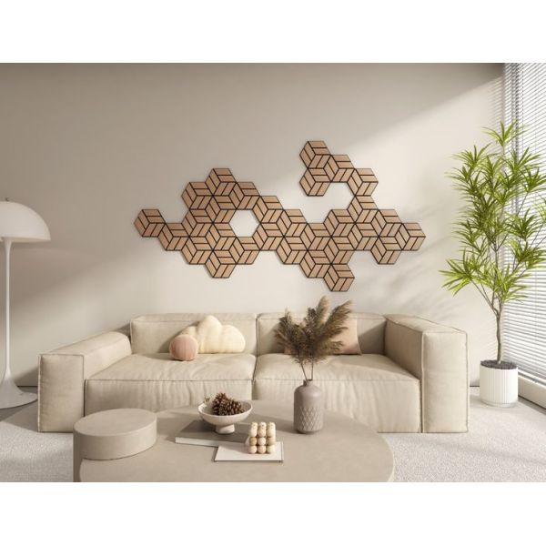 Hexagon Customized Wood Slat Acoustic Panel Wall Decoration Sound Absorption