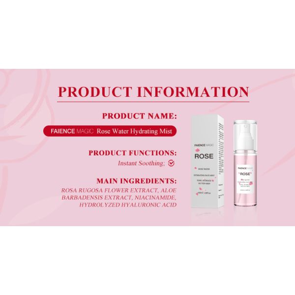 Factory Wholesale Custom Private Label Rose Serum Water Pore Shrinking Moisturizing Spray Prevent Makeup Getting Stuck Free