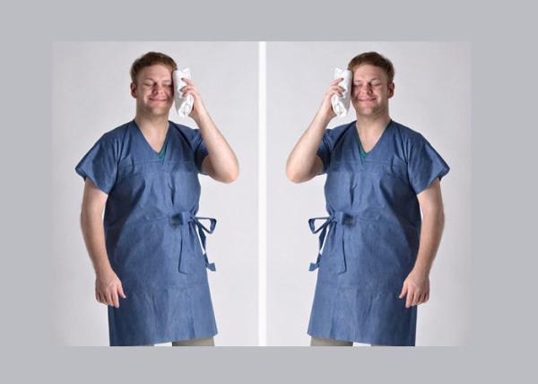 Short Sleeve Blue Plastic Disposable Isolation Gowns