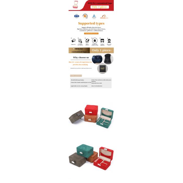 Boîte à bijoux en velours à logo personnalisé pour collier de voyage et rangement de bague