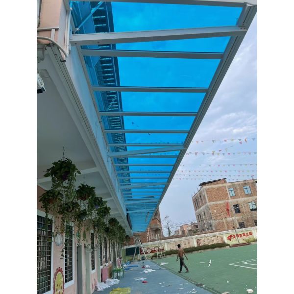 Aluminum Frame And Blue Solid Sheet Roofing DIY Polycarbonate Awning For Homes And Commercial Buildings
